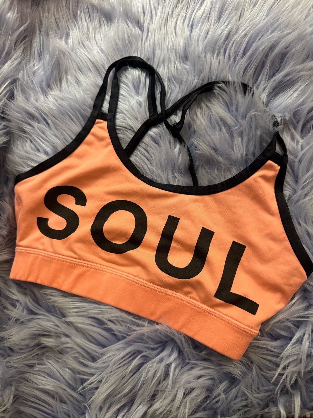 soulcycle Peach Sports Bra with Bold SOUL Logo